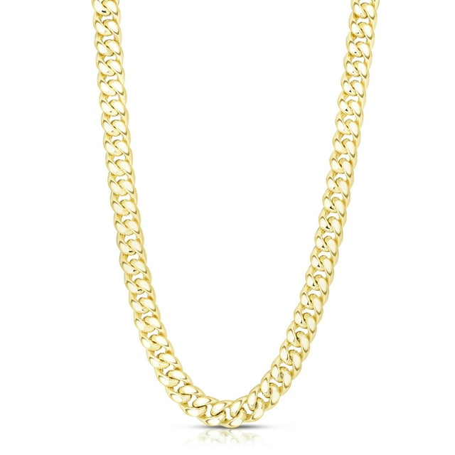 14k Yellow Gold Miami Cuban Link Chain Necklace, 6.9mm, 24"