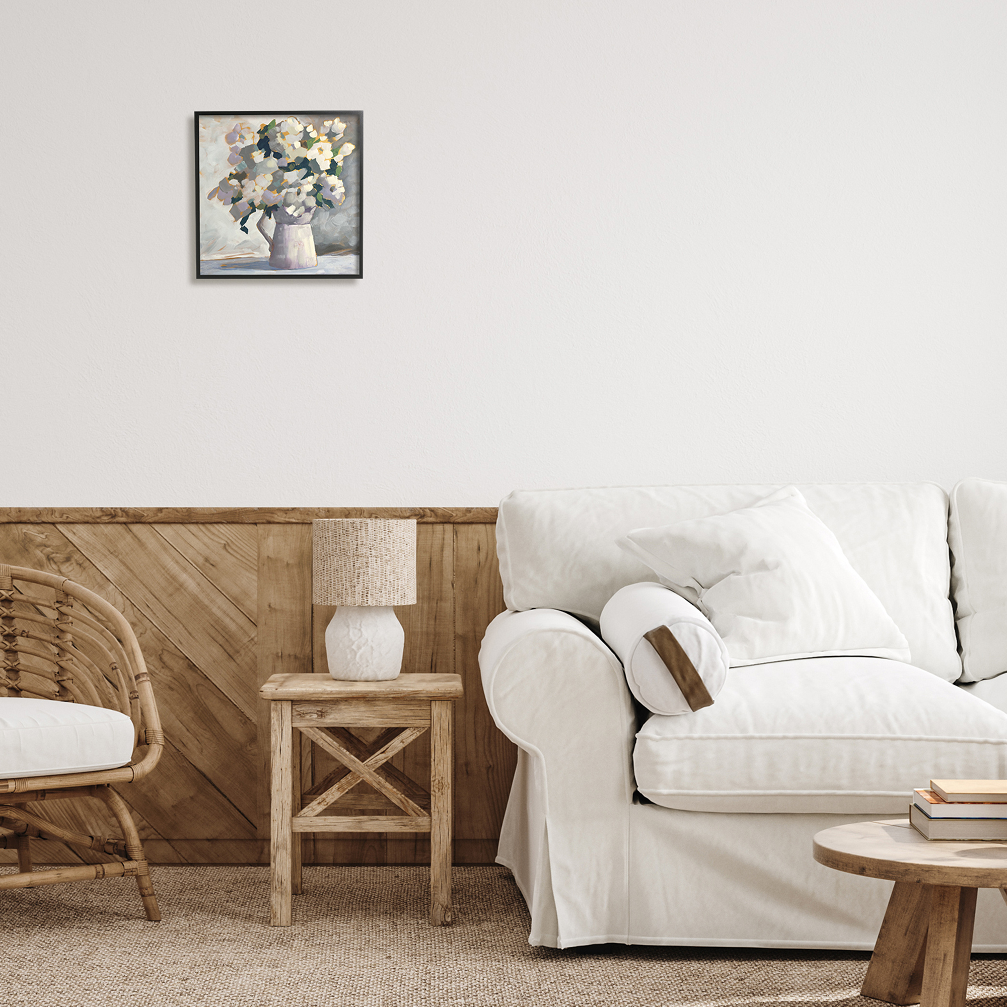 Stupell Industries Classic White Flower Arrangement Abstract Petals Bouquet Framed Wall Art, 12 x 12, Design by Sue Riger
