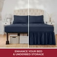 thumbnail image 2 of Mellanni Iconic Collection Ruffled Microfiber Bed Skirt 15" Drop, King, Navy Blue, 2 of 7
