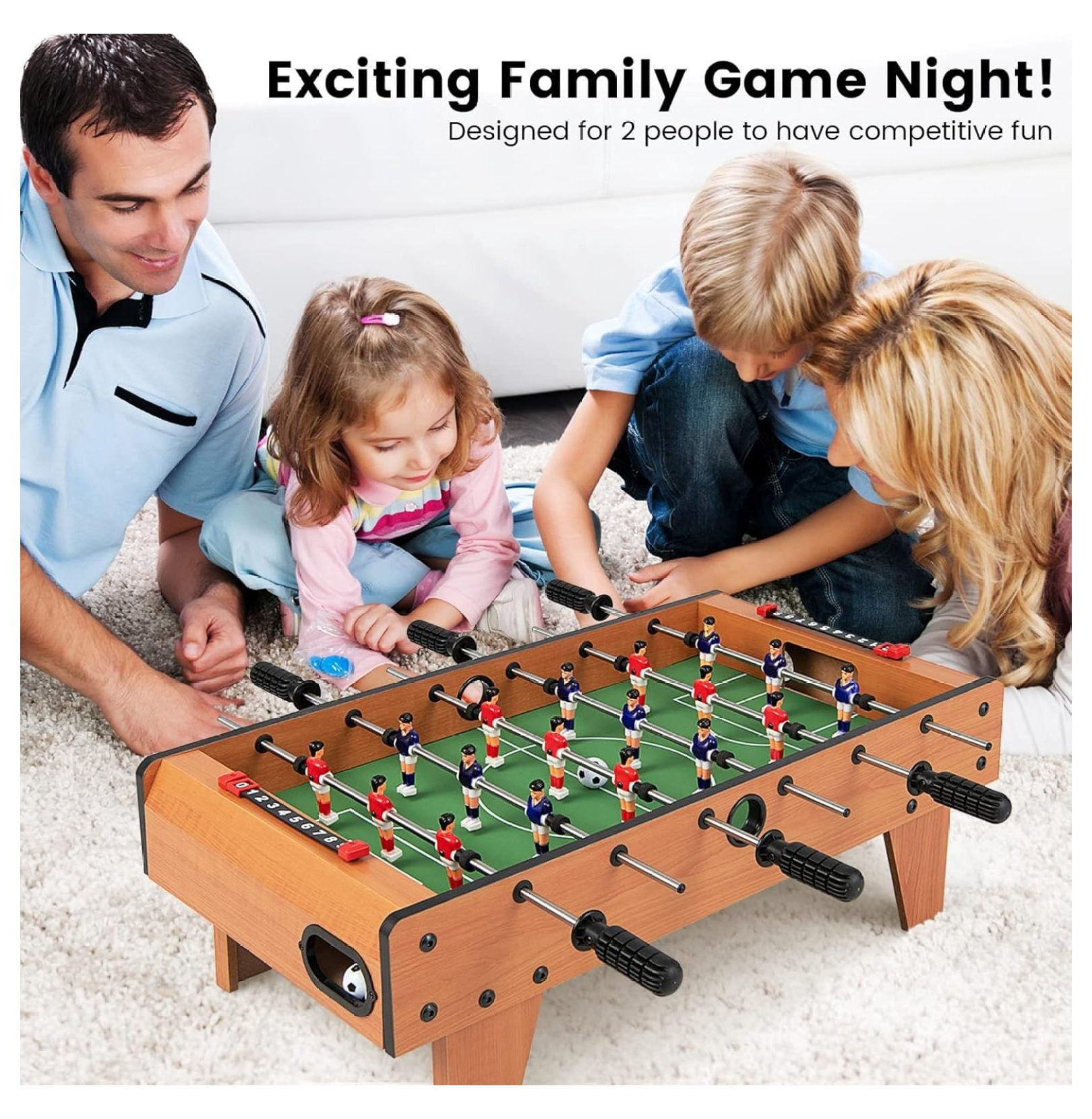 27" Foosball Table, Compact Soccer Table Game with 2 Footballs & Score Keepers, Foosball for Kids, Adults, Game Room, Family Night, Arcades, Parties