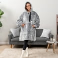 thumbnail image 5 of PAVILIA Blanket Hoodie for Women Grey, Sherpa Wearable Blanket Men, Cozy Oversized Sweatshirt Blanket, Warm Fleece Hooded Blanket Sweater with Sleeves and Giant Pocket, Glow in The dark - Star Gray, 5 of 9