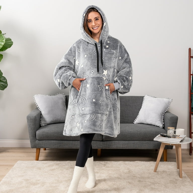 Grey Oodie Grey Oversized Hoodie Blanket PAVILIA Sherpa Wearable