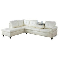 Star Home Living Corp Yolanda Faux Leather Sectional Sofa in Shiny White
