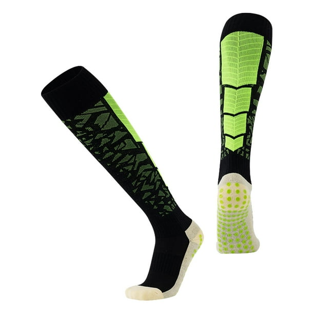 Calcetines deportivos de fútbol hasta la rodilla, calcetines largos de tubo, calcetines deportivos de fútbol Negro y verde