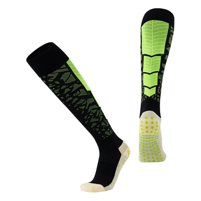 Calcetines deportivos de fútbol hasta la rodilla, calcetines largos de tubo, calcetines deportivos de fútbol Negro y verde