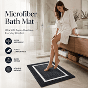 RIVA Art Deco Microfiber Bath Rug Set of 2, Gray Bathroom Mats, Soft Plush Absorbent Non Slip Rugs, Quick Drying Machine Washable, 20 x 30 and 16 x 24 Inch