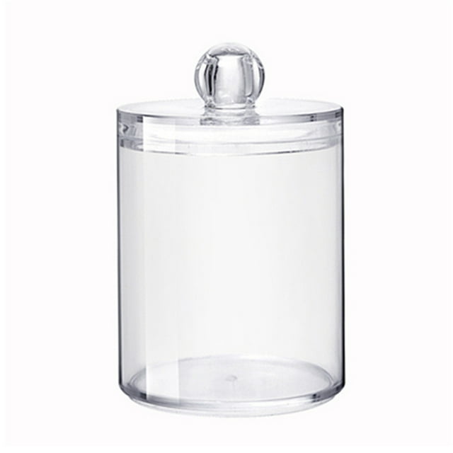 Fulushouxi 2 Pcs Qtip Holder, Cotton Pads Balls Dispenser Holders, Clear Cotton Swab Makeup Canister, Apothecary Jar Holder Organizer With Bamboo Lid For Bathroom Tabletop Vanity Makeup Storage Box