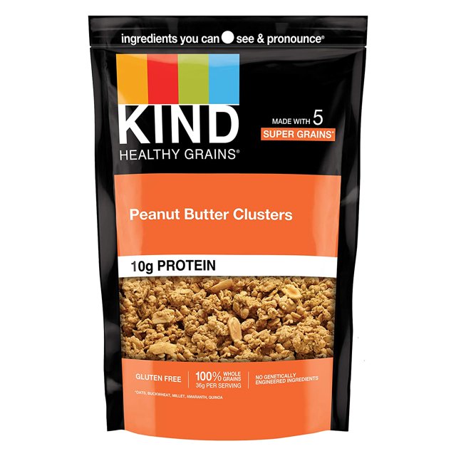 HEALTHY GRAINS Granola, Healthy Snack, Peanut Butter Clusters Protein, 10g Protein, 11 OZ, 6 Count