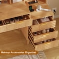 thumbnail image 6 of 48-Inch Fluted Makeup Vanity Desk with Mirror and Lights, Modern Glass Door Vanity Table with 5 Drawers, Adjustable Shelves, Wood Dressing Table with Charging Station for Bedroom, 6 of 6
