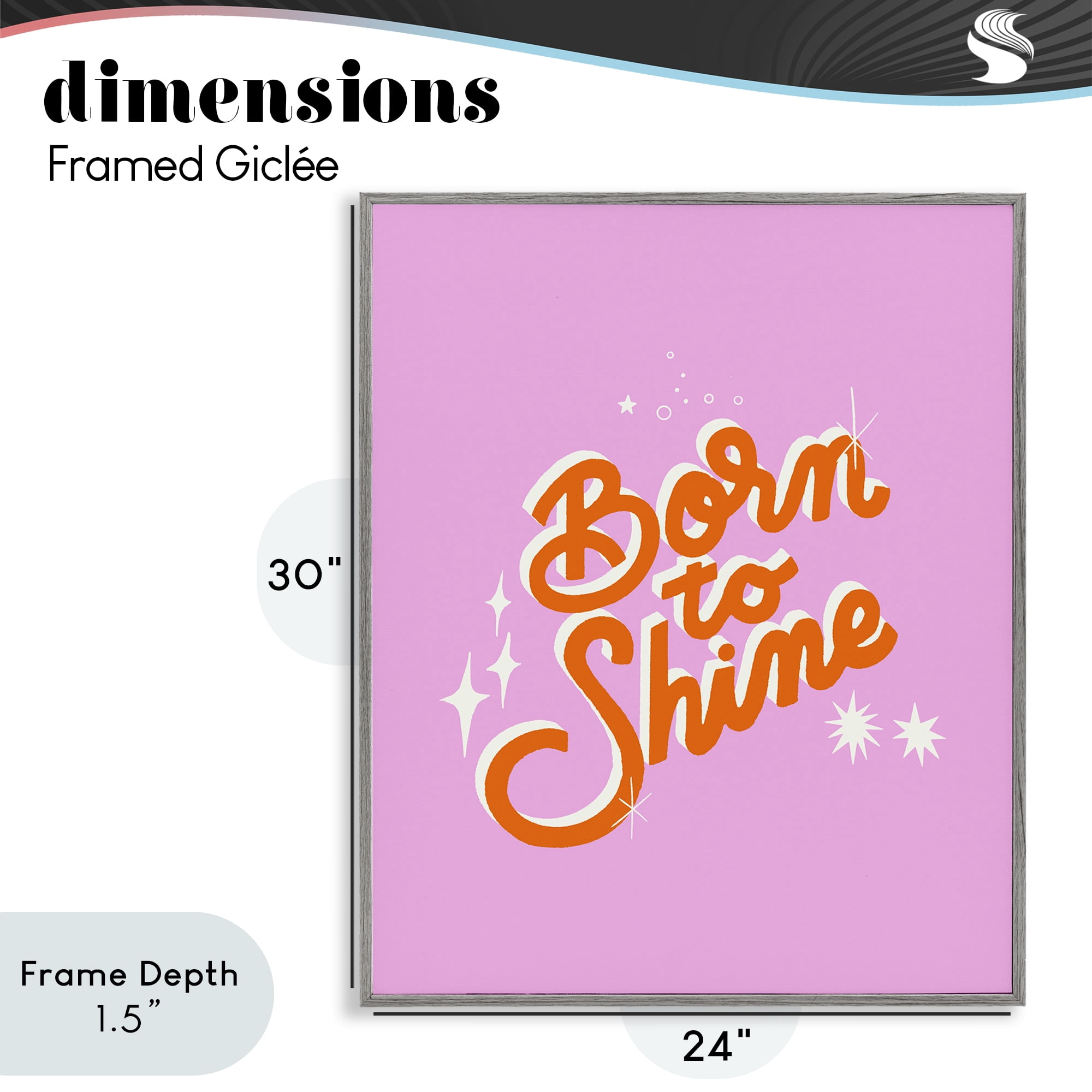 Stupell Industries Born To Shine on Pink Gray Framed Giclee Art, design by Indira Prieto | IndySign