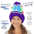 thumbnail image 2 of The Noodley LED Beanie with Pompom Flashing Light Up Hat Toy for Girls Christmas Gifts (Purple, One Size), 2 of 6