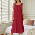 thumbnail image 2 of Admvng Women's Nightgown Sleeveless Square Neck Pajama Ruffled Straps Casual Sleep Dress, 2 of 8
