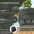 thumbnail image 4 of Newboti Furniture Outdoor Patio Daybed Wicker Rattan Double Daybed Round Sofa Furniture Set with Retractable Canopy, 4 Pillows for Lawn Garden Backyard Porch Pool, Grey 77548, 4 of 16