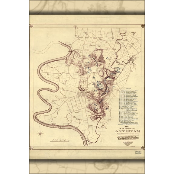 24"x36" Gallery Poster, Map of the battle field of Antietam 1862 p2