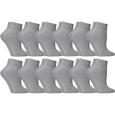 

12 Pairs of Cheap Lightweight Low Cut Ankle Socks for Women Black and White Bulk Sock Deal 9-11 (Grey)