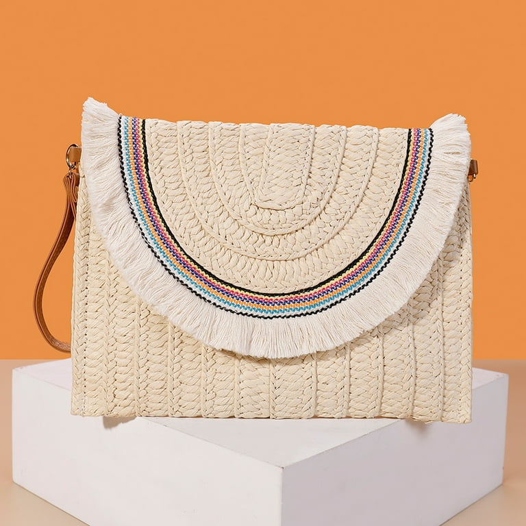 Yucurem Ladies Clutch Bag Handmade Woven Straw Women Purse Casual