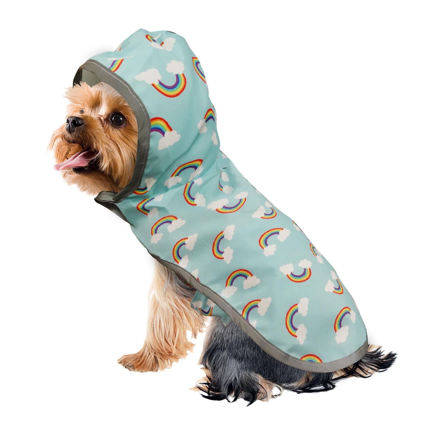 Fetchwear Dog Clothes: Rainbow Raincoat, Size XS-XL