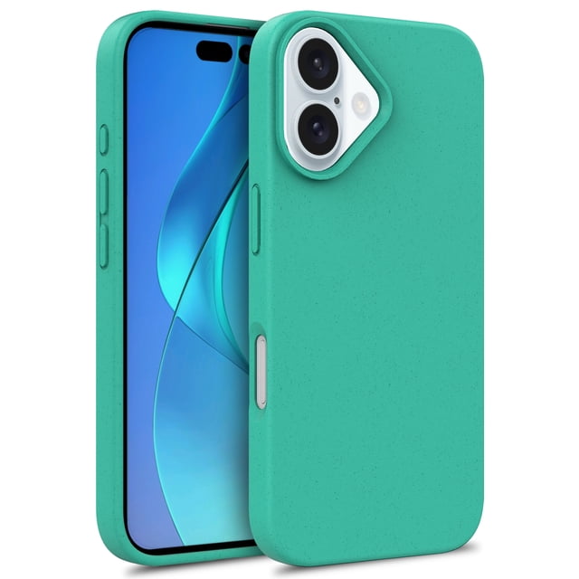 Degradable Eco-Friendly Wheat Straw Case For iPhone 16 15 14 13 12 11 Pro Max Mini 8 7 Plus SE Solid Soft Shockproof Matte Cover Green For iPhone 11Pro Max
