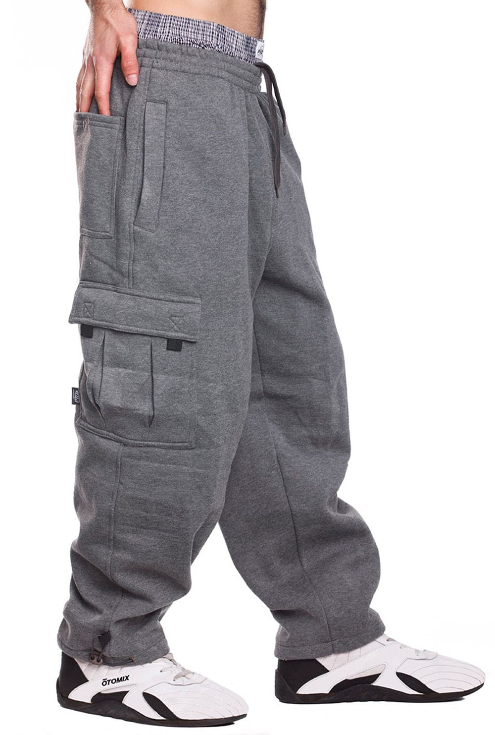 Pro 5 Mens Fleece Cargo Sweatpants,Dark Grey,2XL