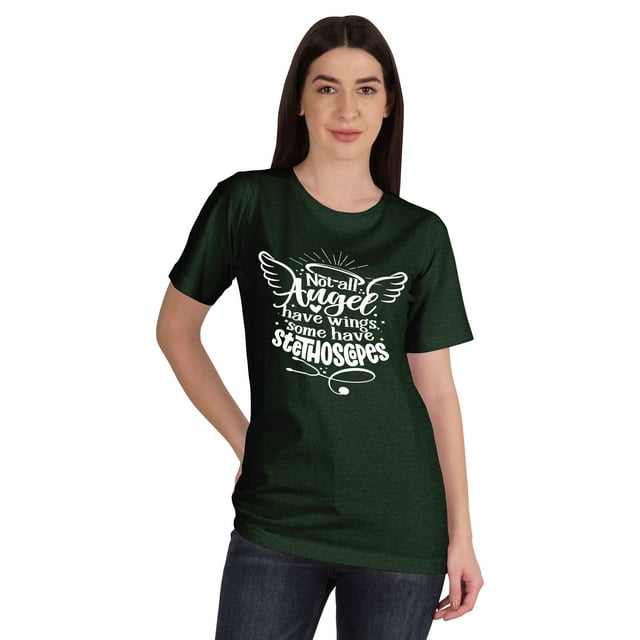 Inkmeso WoMen's Not All Angel Have Wings Some Have Stethoscopes Nurse T-shirt