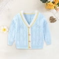 thumbnail image 5 of CAICJ98 Toddler Baby Boys Cardigan Little Boys V-Neck Cotton Sweater Long Sleeve Jacket Knit Button Up for Fall Winter (Blue,12-18 Months), 5 of 6