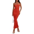 thumbnail image 1 of Vestido PRETTYGARDEN Strapless Sin Mangas Bodycon Maxi Naranja Talla L, 1 of 5