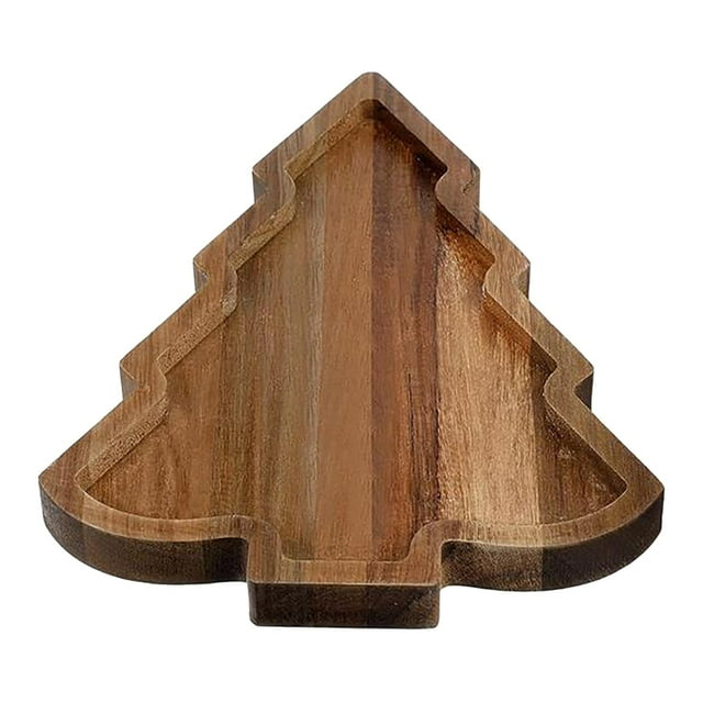 Bandeja de bambú Uanit para servir quesos y embutidos, con forma de árbol de Navidad, ideal para niños, ideal para comer, aperitivos y ensaladas, ideal para Navidad y Acción de Gracias.
