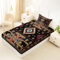 thumbnail image 4 of Manfei Cartoon Bear Twin Sheets,Ethnic Pine Plaid Bedding,Brown,3pcs,1 Fitted Sheet and 1 Pillowcase, 4 of 6