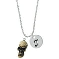 thumbnail image 1 of Delight Jewelry Resin Skull Silvertone Script Initial Disc - T - Charm Necklace, 20"+3", 1 of 4