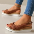 thumbnail image 6 of Viluyesy Womens Wedge Sandals, Bow Open Toe Wide Width Summer Slingback Dressy Shoes Brown, 6 of 7