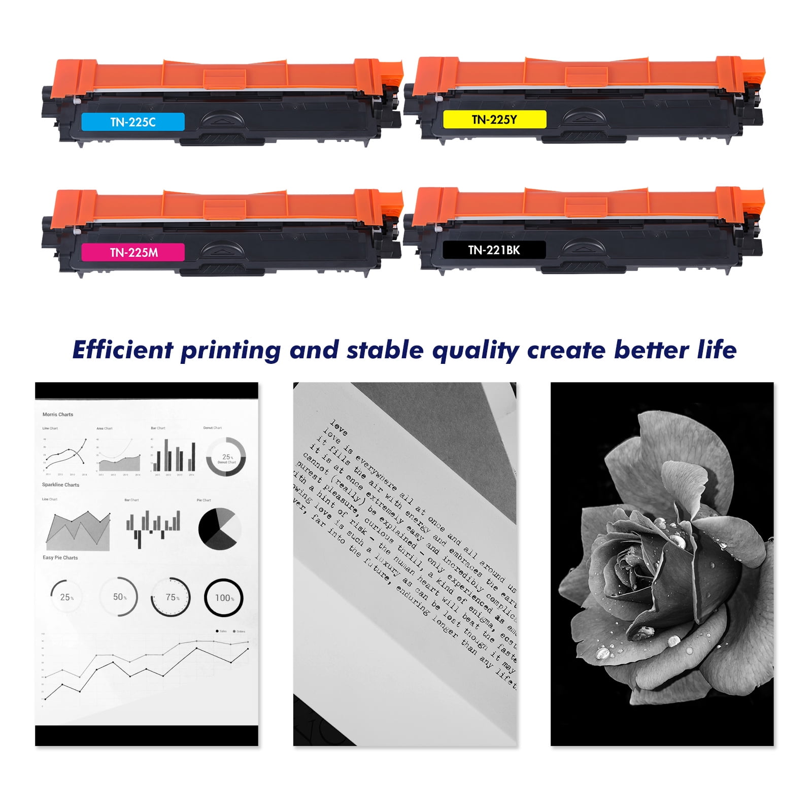 TN221 TN225 Toner Cartridge 4-Pack Compatible for Brother TN-225 TN-221 HL-3140CW 3142CW 3150CDW 3152CDW 3170CDW 3172CDW MFC-9130CW 9140CDN 9330CDW 9340CDW DCP-9020CDW Printer Ink