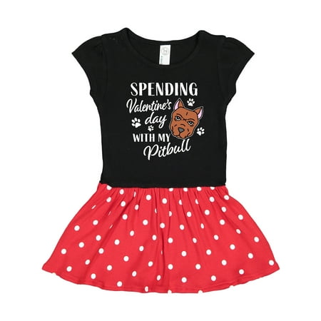 

Inktastic Spending Valentine s Day with My Pitbull Gift Toddler Girl Dress