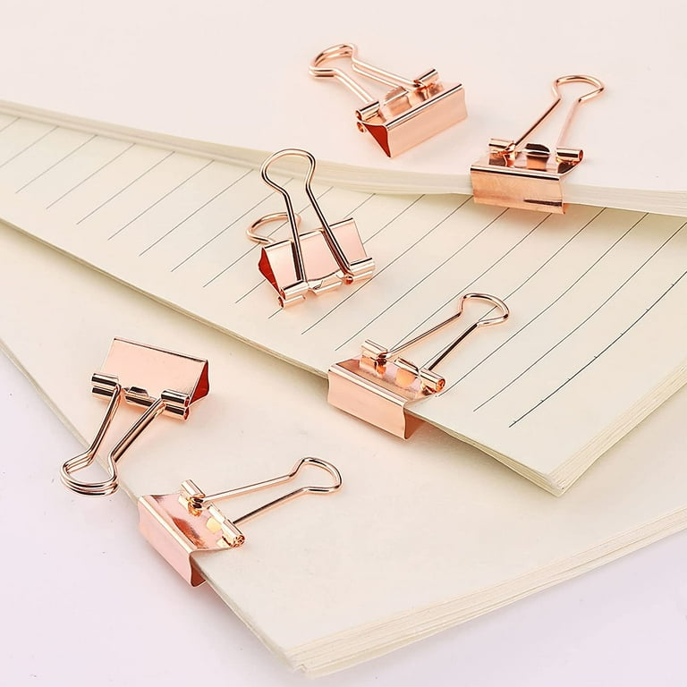 Binder Clips, Small Binder Clips, 50 Pack, 0.75 in, Rose Gold