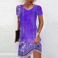 thumbnail image 2 of QIPOPIQ Robes de Fête pour Femmes Manches Courtes Tendance Col Rond Imprimé Chandail Robe d'Été Robe Offres 2023, 2 of 5