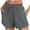 X-609Grey, variant on YMNXA Women's Summer Shorts Elastic Waist Lace Up Solid Color Comfortable Breathable Sports Shorts With Pockets For Casual Daily Wear,Grey,L