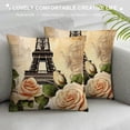 thumbnail image 3 of Nawypu  Set of  Throw Pillow Cushion Cover Paris Eiffel Tower Symbols with Floral Camellia Decorative Pillow Cases for Romantic Couple Gift Pillow Cover  Tower Flower), 3 of 5