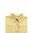 thumbnail image 3 of POGLIP Women's Khaki Waffle Knit Pocketed Button Up Shirt, 3 of 6