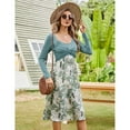 thumbnail image 2 of Yesfashion Women's Long Sleeve Vintage Floral Patchwork Dress Flared A-line Swing Casual Party Midi Dress, 2 of 5