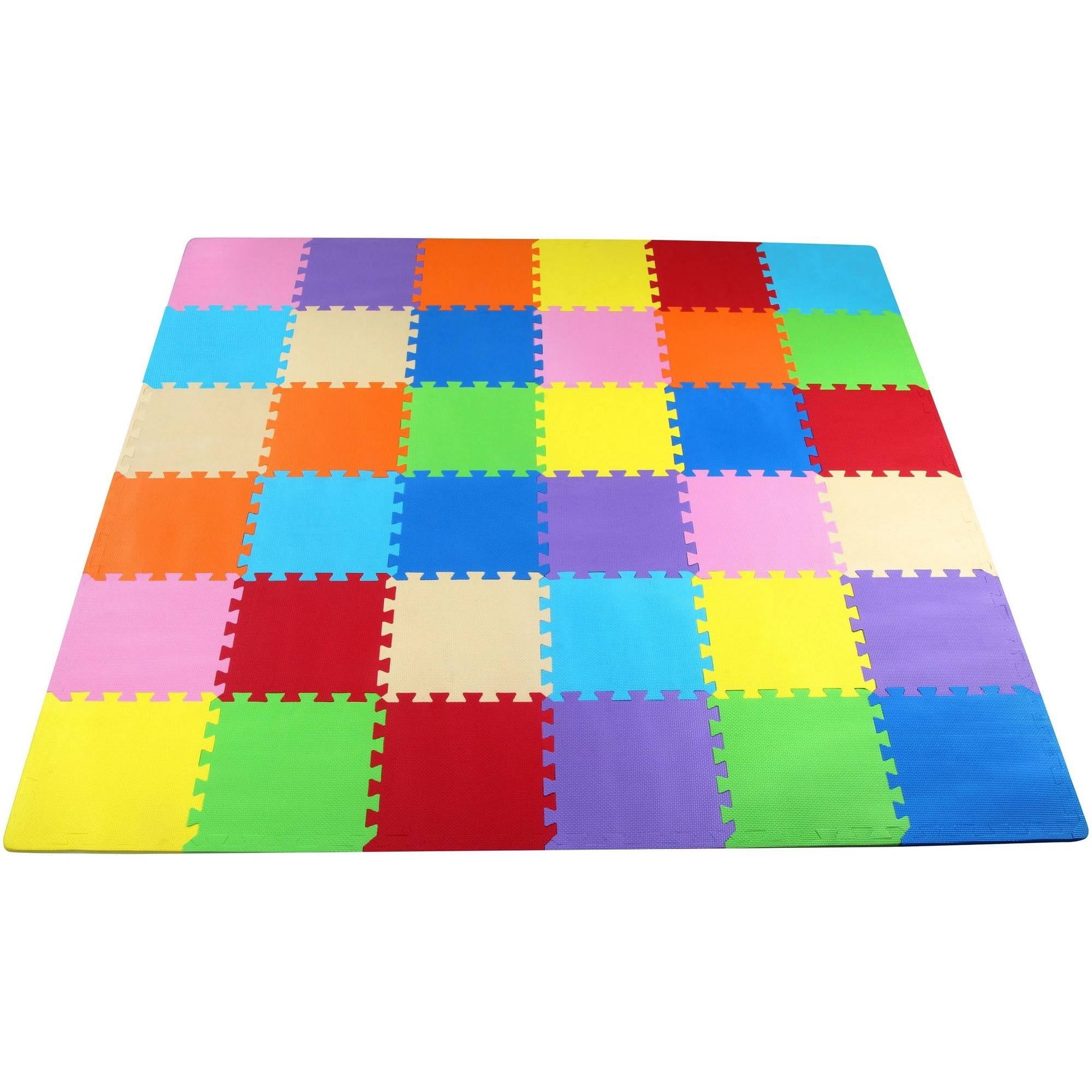 New Multi Coloured Play Mat Interlocking 9 Pc Indoor Kids Family Fun Exercise 