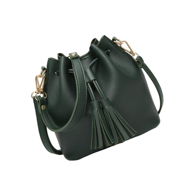 Bucket Shoulder Bag Drawstring Bag Purse Handbags Small bags pu Shopping Green