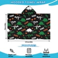 thumbnail image 2 of Black Rawr Dinosaur Skeleton Pattern Hooded Bath Towel，50"x30" for Ages 3 To 12 Kids, Quick Dry Lightweight Soft Microfiber Hood Beach Towel Cover Up for Kids, 2 of 7