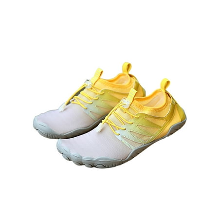 

Fangasis Womens Mens Water Shoes Sport Beach Shoe Quick Dry Aqua Socks Unisex Barefoot Outdoor Comfort Flats Yellow Gray A 8.5