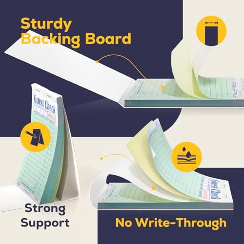 FMP Brands Double Part Guest Check for Servers, Server Note Pads 1000 Sheets (20 Pads), Server Books for Waitress with Carbon Copies, Guest Check 2 Part Carbonless, Receipt Book with Carbon Copies