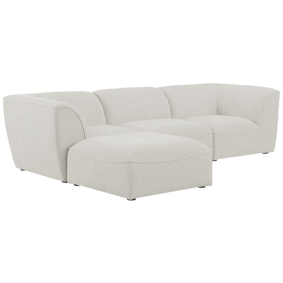 Meridian Furniture Miramar Cream Durable Linen Textured Modular Sectional