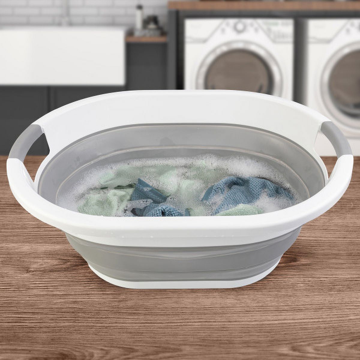 Wakeman 10.3 gal Portable Laundry Basket, Gray