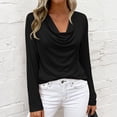 thumbnail image 5 of Womens Tops Trendy 2026 Cowl Neck Shirts Long Sleeve Teacher Clothes Office Business Dressy Casual Spring Outfits Black M, 5 of 7
