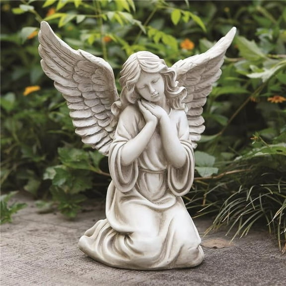 Napco Serene Kneeling Angel with Outstretched Wings Garden Statue.