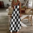 thumbnail image 4 of Black And White Checkered Pattern Sleeveless Dress Loose Women's Dress Dresses Luxury Evening Dresses, 4 of 9