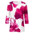 thumbnail image 3 of Patlollav Fashion Womens Hot Pink Blouse Comfortable Round-Neck 3/4 Sleeve Print Casual T-Shirt, 3 of 5