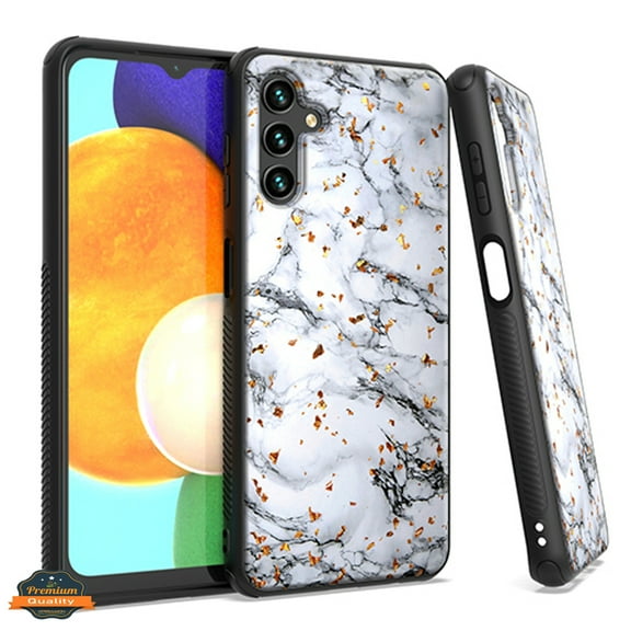 Xpression Case for Samsung Galaxy A13 5G Marble Fashion Stone Stylish Flake Glitter Bling Hybrid Glossy TPU Rubber Hard Protection Phone Cover [Marble White]